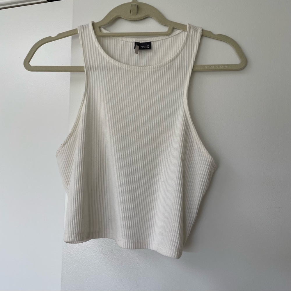 White Crop Ribbed Tank - Medium - Picture 5 of 6